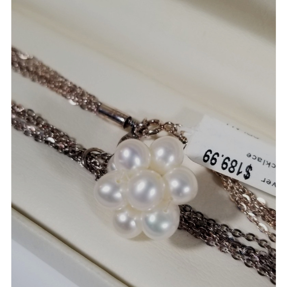 Caspian International CI sterling silver fresh water pearl necklace 18" vtg New
